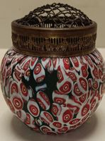 Blumenglas Murano Glas Millefiori mit Metallaufsatz (em80)