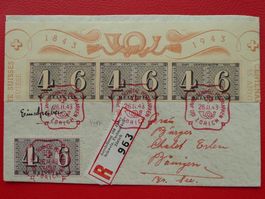 1943, N.258+W15 einmaliger FDC-Mischfrankatur auf Kleinbrief