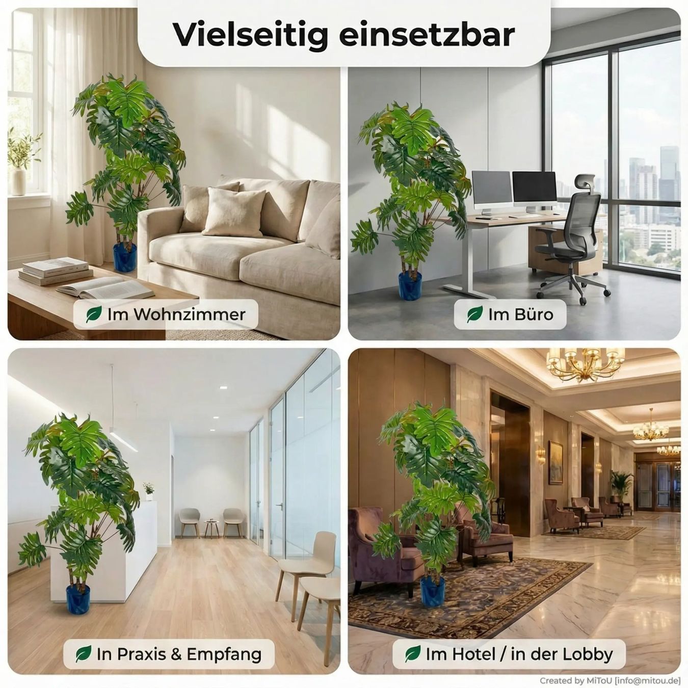 Piante & sementi: HST Kunstpflanze Eichblat-Philodendron Kunstpalme Kunstblume – Nuovo e nell'imballaggio originale da Hess.-Lichtenau venduto da hst_sicherheit 5