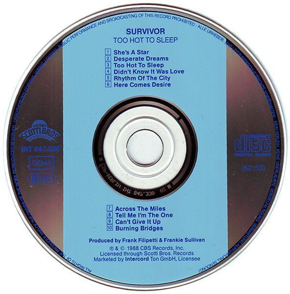 CDs: Survivor – Too Hot To Sleep - b – D'occasion à Brittnau par Zibu 2