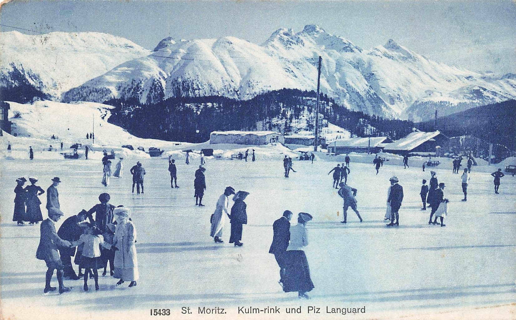 Cartoline postali: St. Moritz kulm rink Schlittschuhlaufen – Usato da Biasca venduto da Blenio71