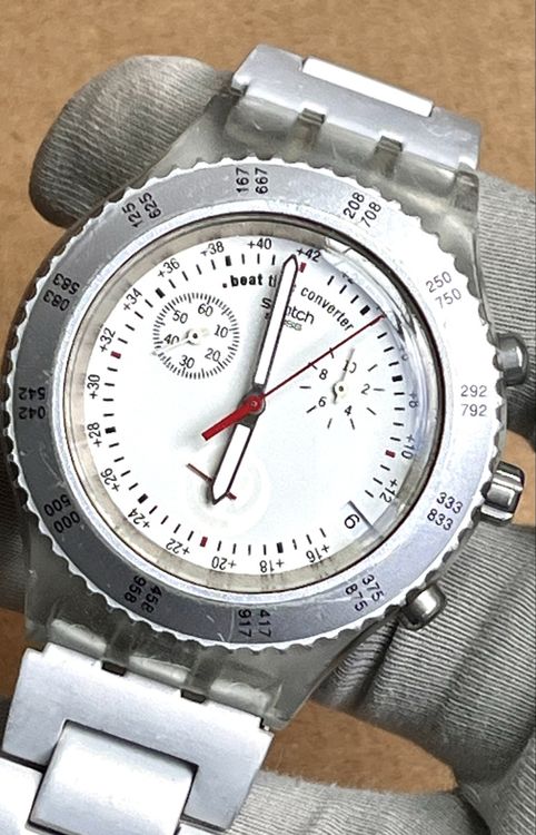 Swatch Orologi: Vintage Swatch Uhr, Chronograph, Alu Band  – Usato da Grenchen venduto da chththl 5