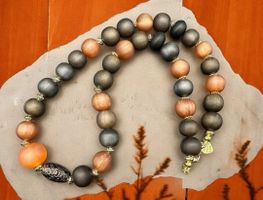 Unikat 💎 Handgemachte Harzperlenkette, orange braun - Neu