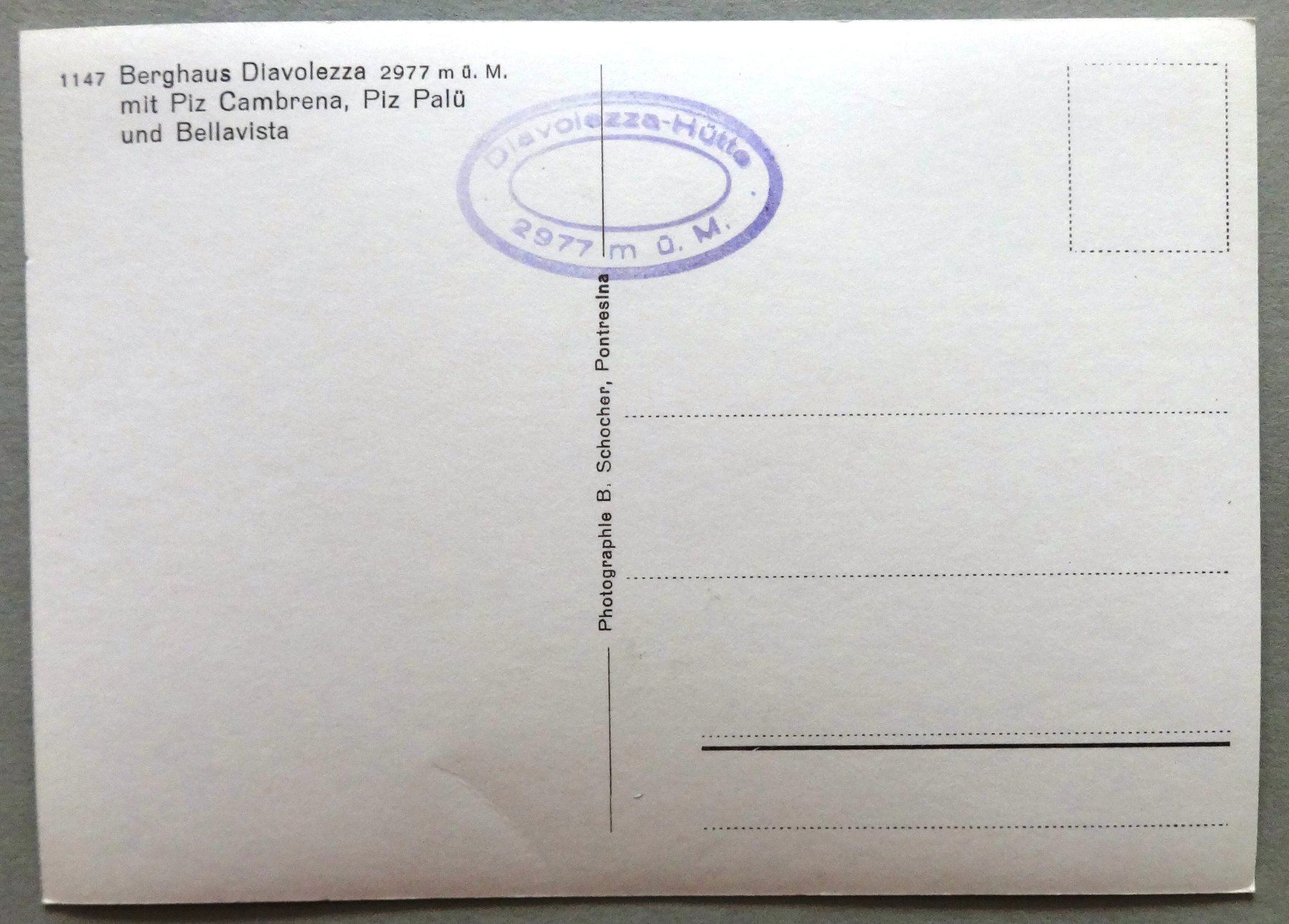 Ansichtskarten: Berghaus Diavolezza 2977 m ü.M. – Gebraucht aus Fétigny von Billy2miny 1