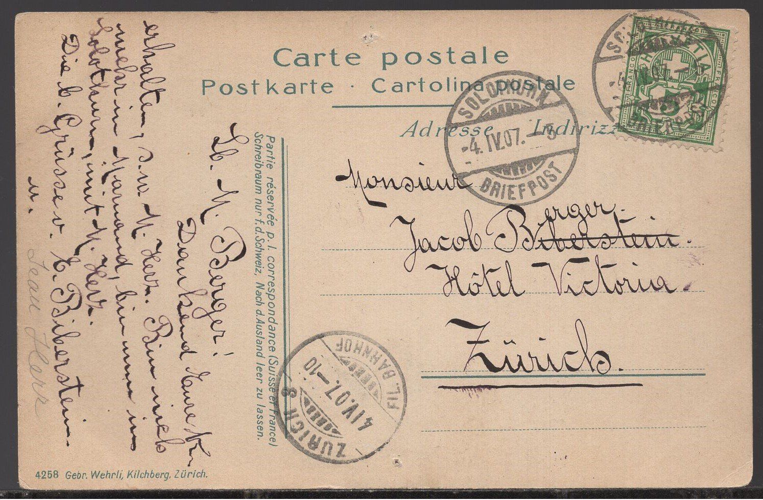 Cartoline postali: Solothurn  Klosterplatz   1907 – Usato da Aarau venduto da kufi44 1