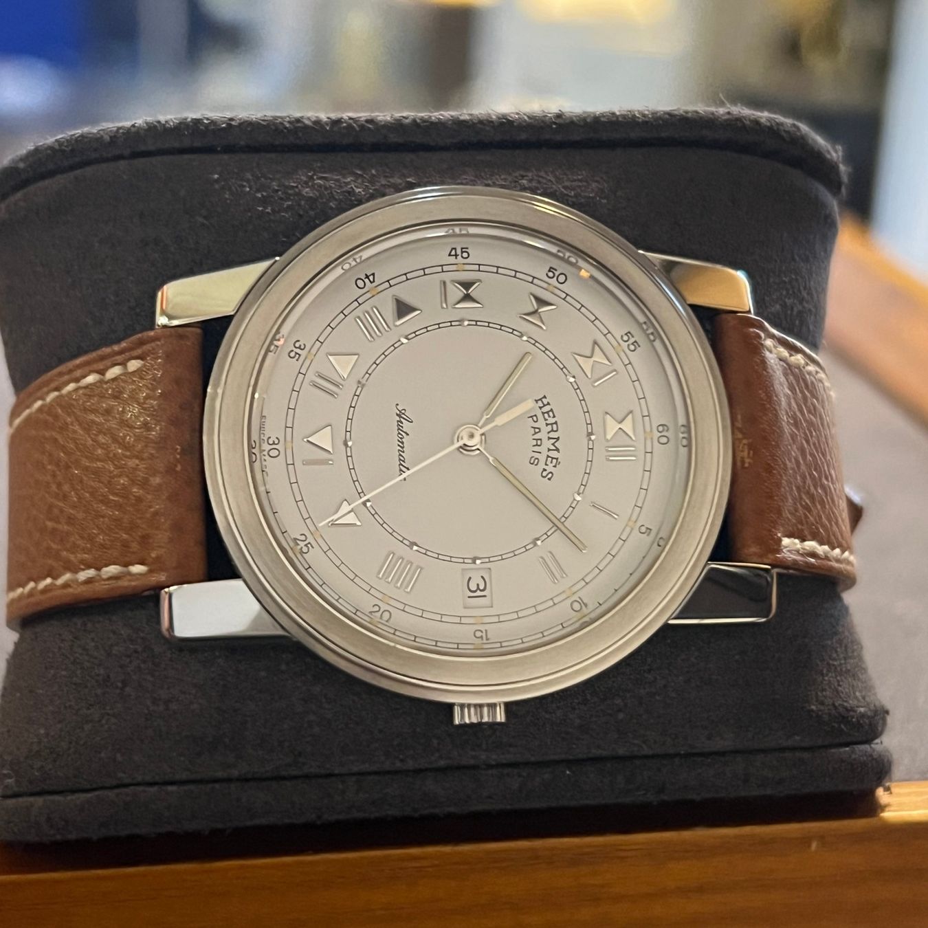 Hermès Montres: Hermès Carrick Automatic 36mm White Dial Full Set – D'occasion à Carouge GE par Watchaser 6