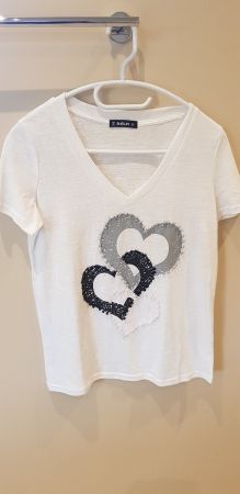 SHEILAY Shirt, weiss mit Herzapplikation, Gr. S