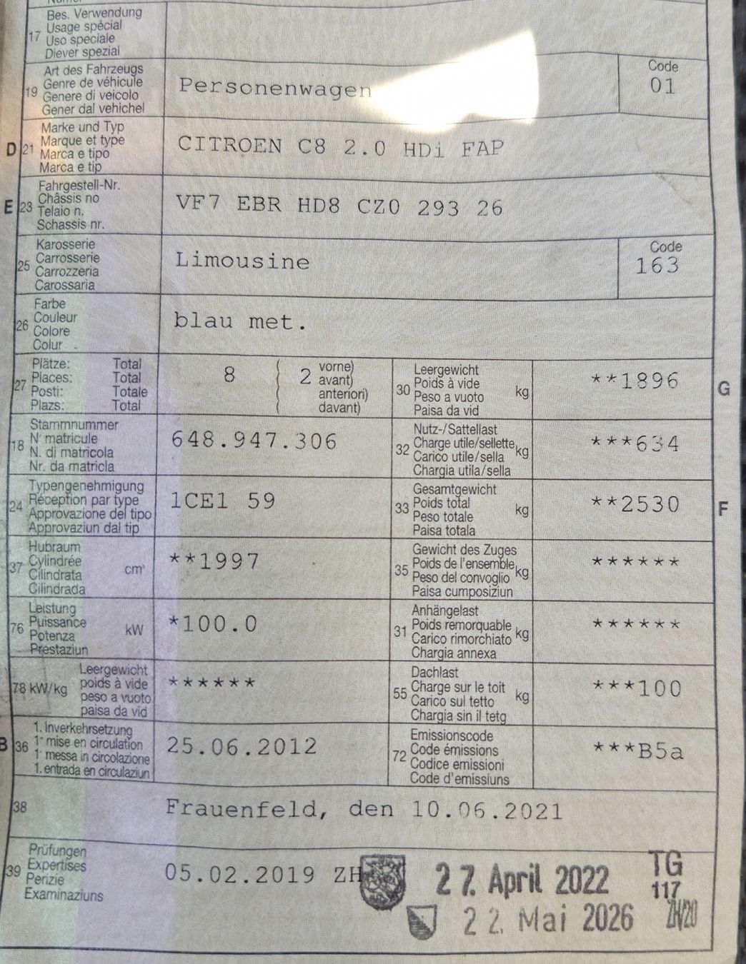 Citroën Autos: Citroen c8 frisch ab mfk  – Gebraucht aus Schlieren von Schneider_sl7 9