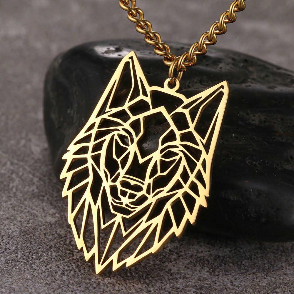 Catenine: Edelstahl Halskette mit Wolf Anhänger in GOLD – Nuovo e nell'imballaggio originale da Tumegl/Tomils venduto da Steinschleuder-Shop