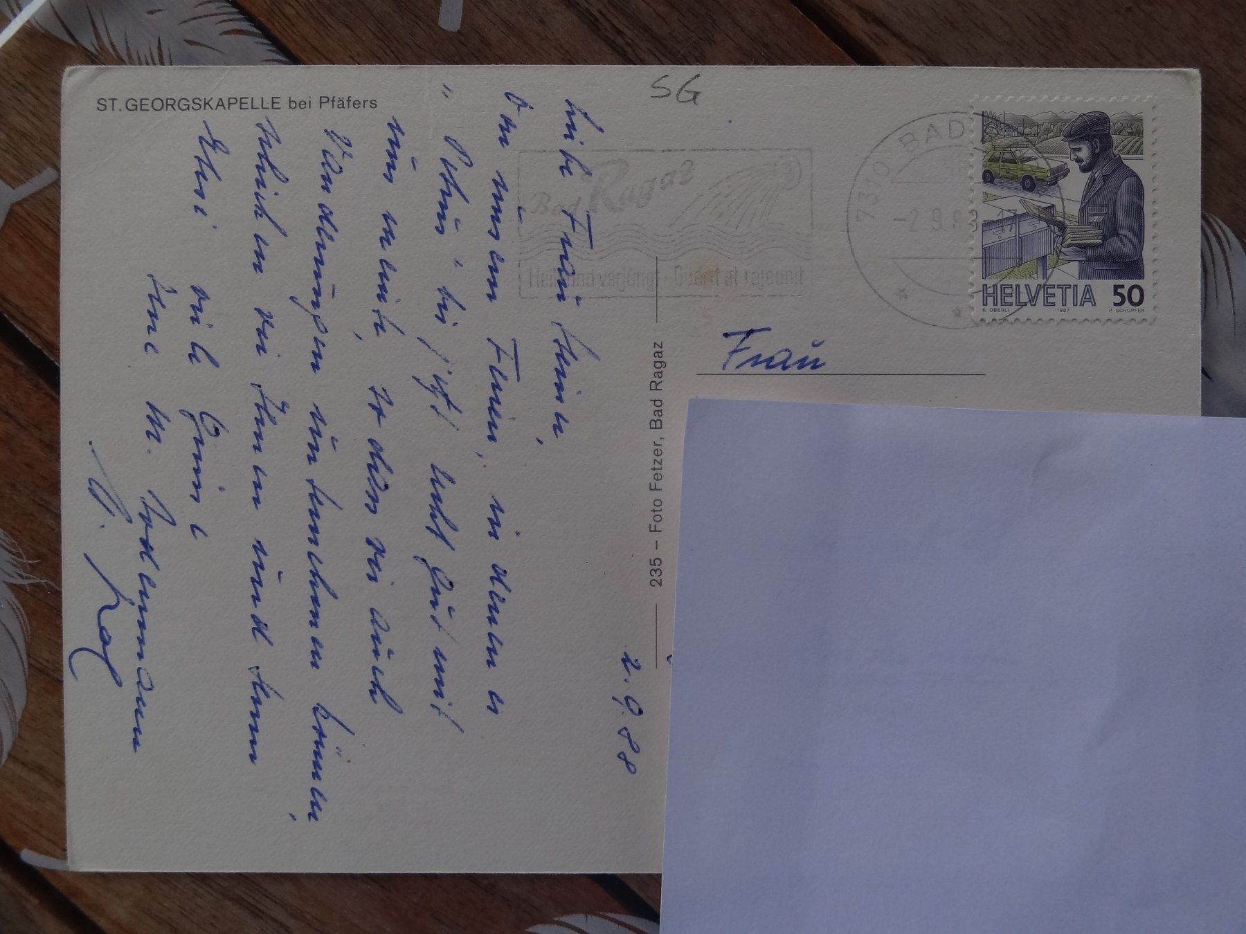 Cartoline postali: St.Georkapelle bei Pfäfers - 1988 – Usato da St Léonard venduto da Riglin 1