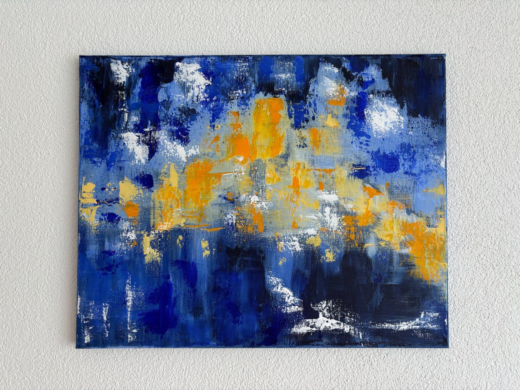Dipinti: Abstraktes Acrylgemälde blau gelb – Nuovo (secondo la descrizione) da Cham venduto da Felha 4