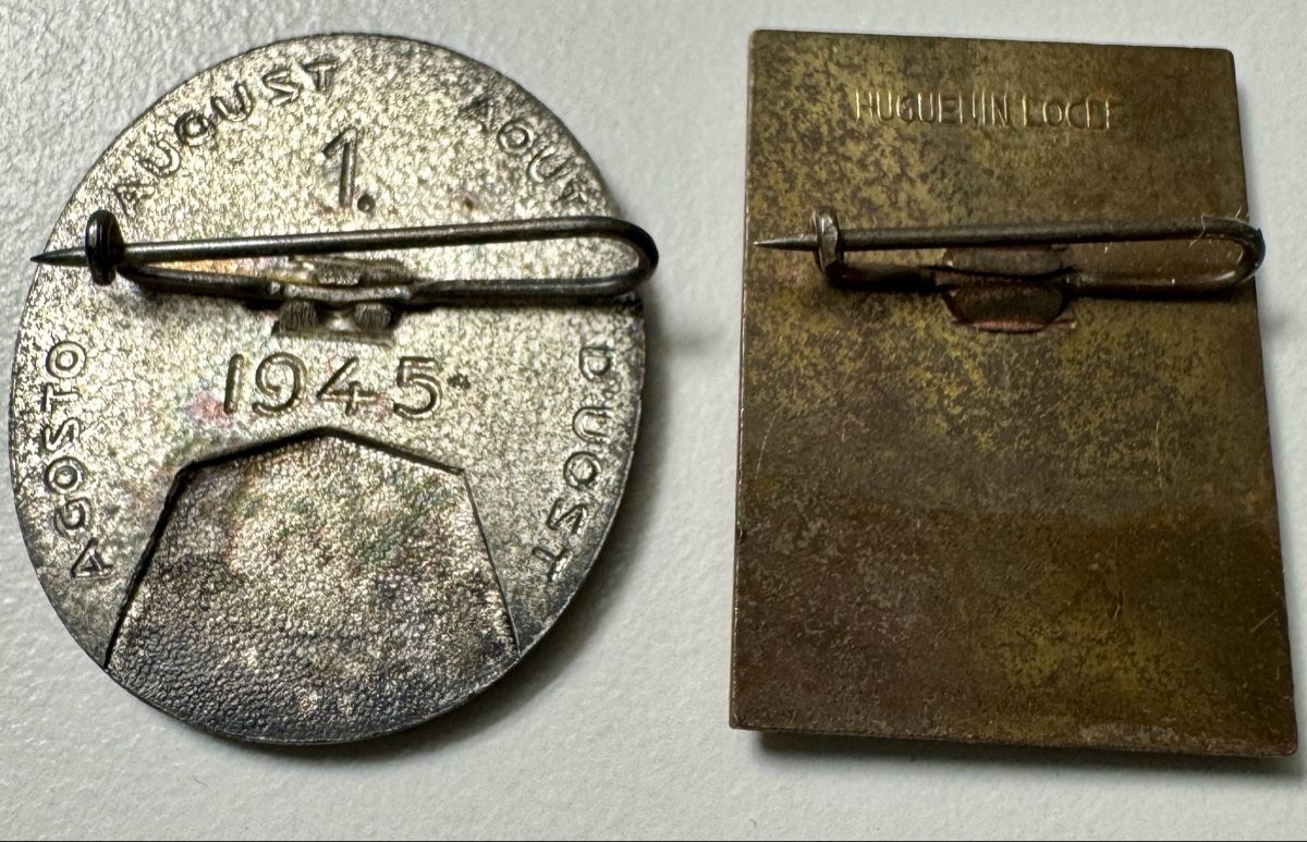 Swiss Placchette & Badge: 2 alte 1. August Abzeichen Plakette 1945 + 1947 – Usato da Rothrist venduto da Luckywinner 1