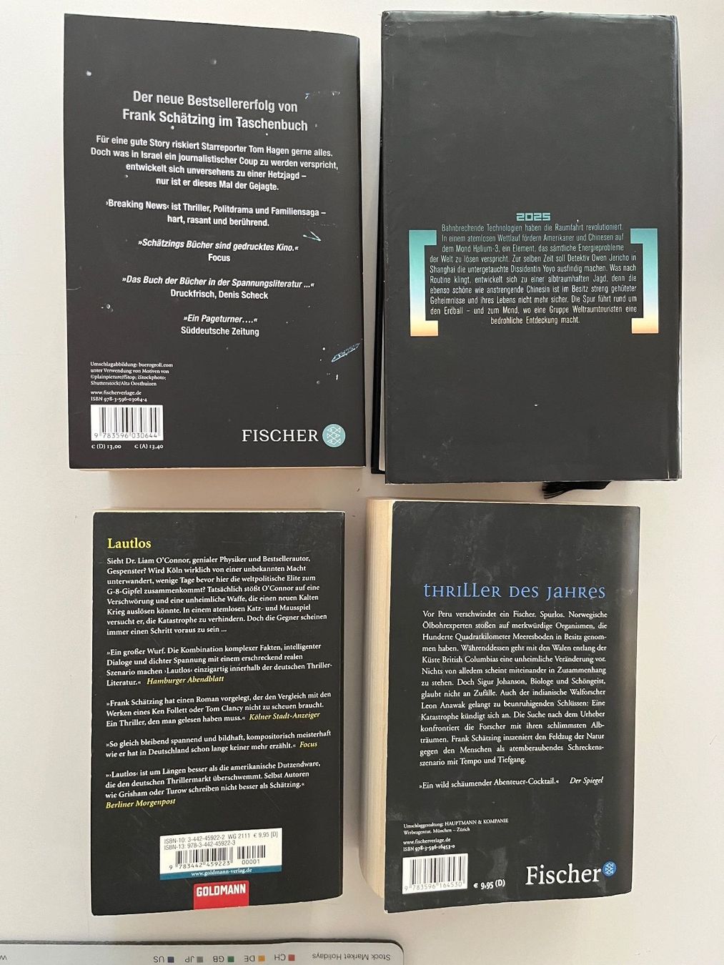 Bücher: Frank Schätzing . 4 Thriller Bücher – Gebraucht aus Stetten AG von  1