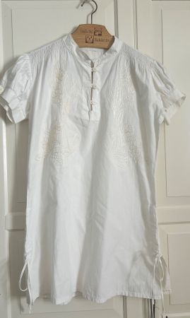 Weiss Tunika Minikleid Damen Stickerei Grösse M