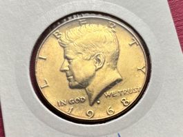 USA Kennedy Half Dollar 1968 unz vergoldet