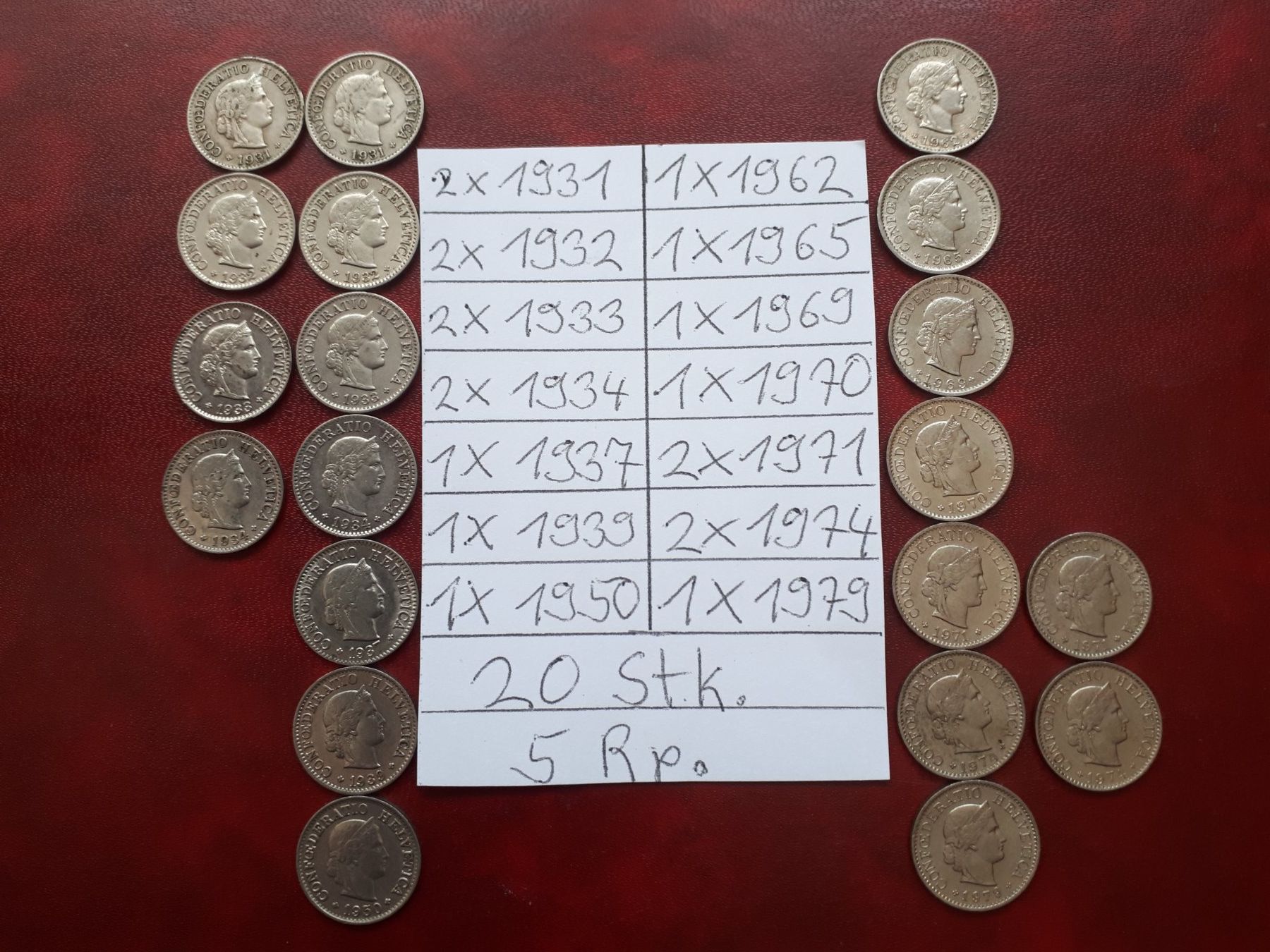 Alle Münzen: Schweizer 5 Rappen Münzen Set 20 Stk. – Gebraucht aus Dürnten von kuh_7mdq 2