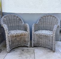 2x Rattan Garten Sessel Grau / Beige | Gebraucht