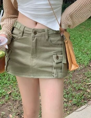 Army Green Cargo Skort