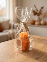 Handgemachte rosenkeRze 180g orange in glass mit echtem blat