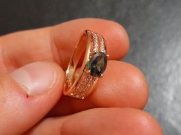 Ring mit Zirkonia, vergoldet 585, 2.6g, size 8 (57)