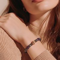 Amethyst & Black Pearl Bracelet Gold Plated