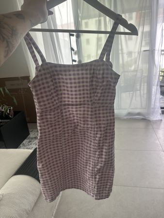 Kleid kariert lilac/weiss Grösse 32 Reissverschluss
