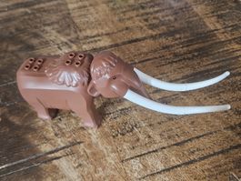 lego animal Reddish Brown Woolly Mammoth with White Tusks