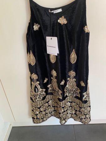 Kleid Glamorous XS Paillettenbesatz Gold schwarz NEU