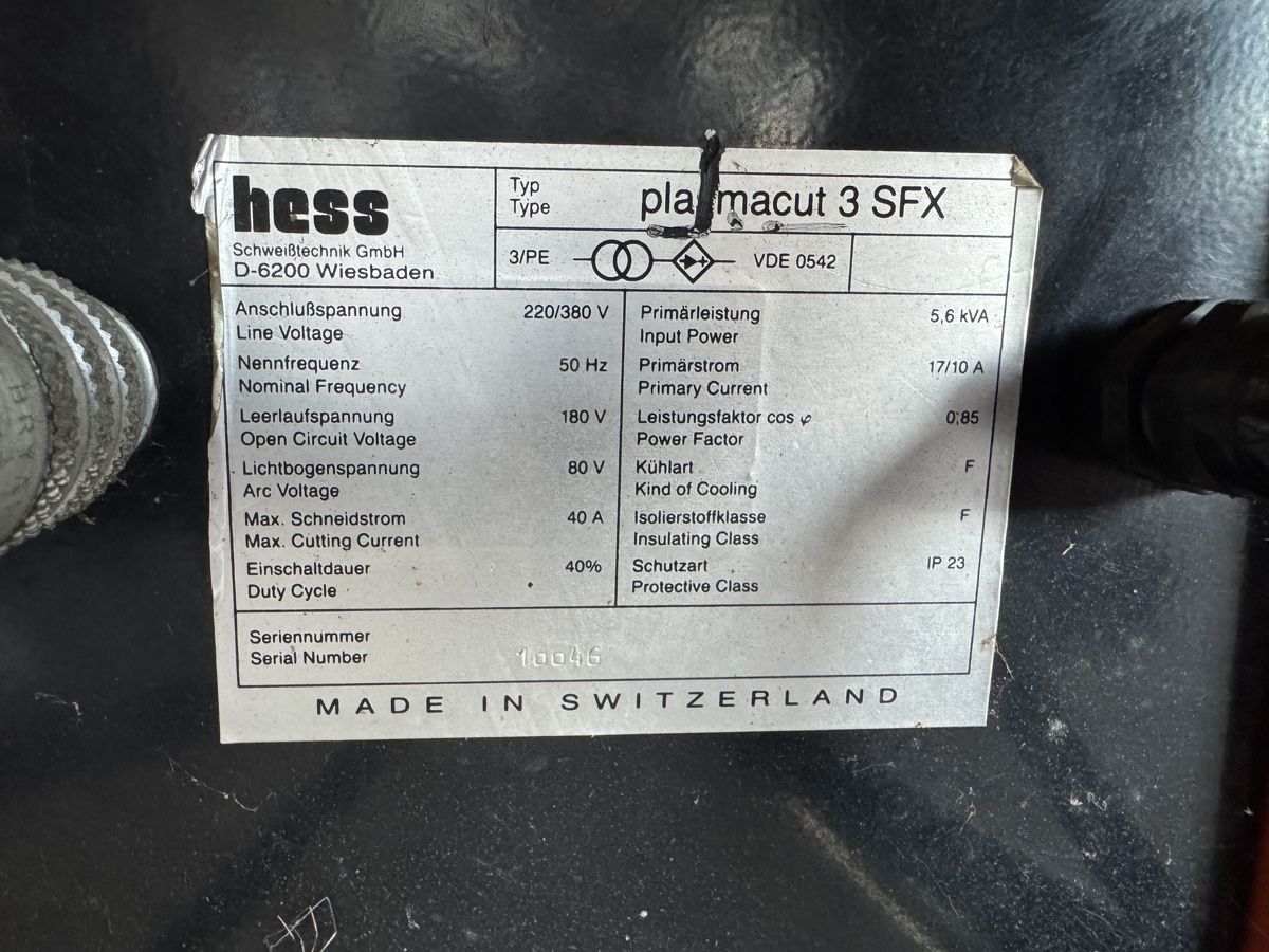 Tous les outils: Plasmaschneider Hess plasmacut 3 SFX – D'occasion à Eschenz par waterdragon 1