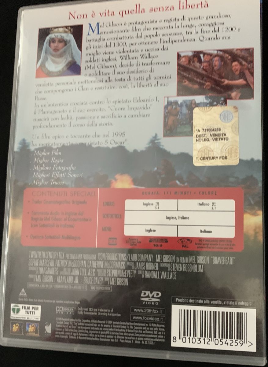 Tutti i DVDs: DVD Braveheart ital./engl. – Usato da Zürich venduto da bopeja 1