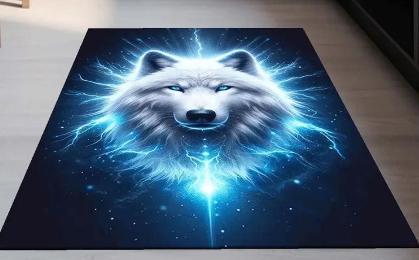 Tappeti: Teppich mit Wolf Kopf(115 x 155 cm) – Nuovo (secondo la descrizione) da Langenbruck venduto da Gumsi 1