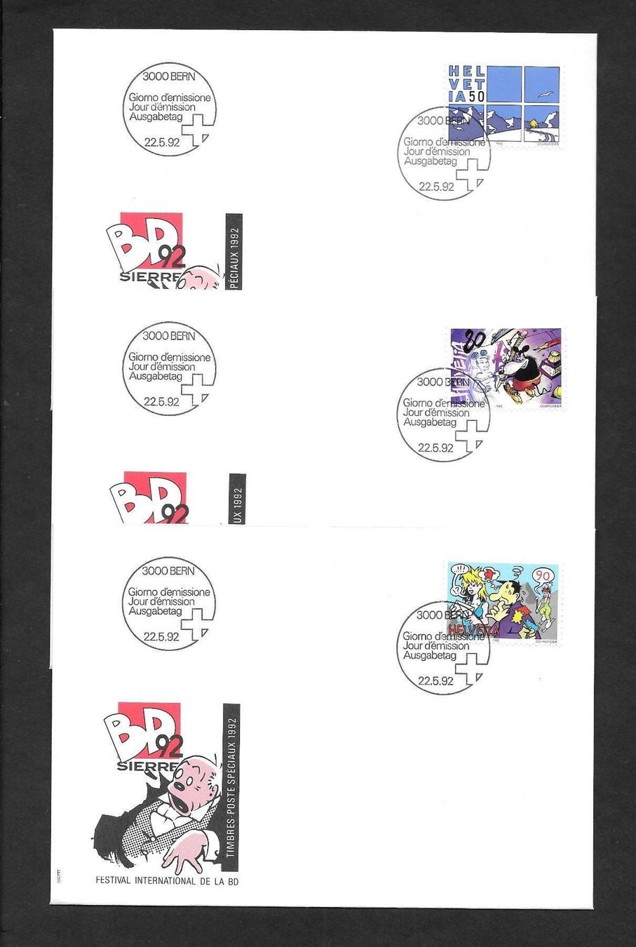 Tutti i francobolli: 3 FDC 828-830 Serie Einzelmarken ET 22.5.1992 – Nuovo (secondo la descrizione) da Olten venduto da clotaldi