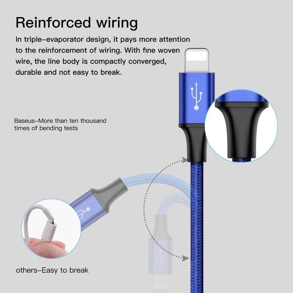 Baseus Cavi: Câble 3 sorties iPhone 13/12 MicroUSB – Nuovo e nell'imballaggio originale da Morges venduto da DigiAC 4