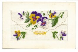 Seidenkarte - gestickt - Blumen Veilchen - Stadler-Bendel SG