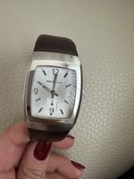 Bally Herrenuhr, Edelstahl, braunes Lederarmband, Top!