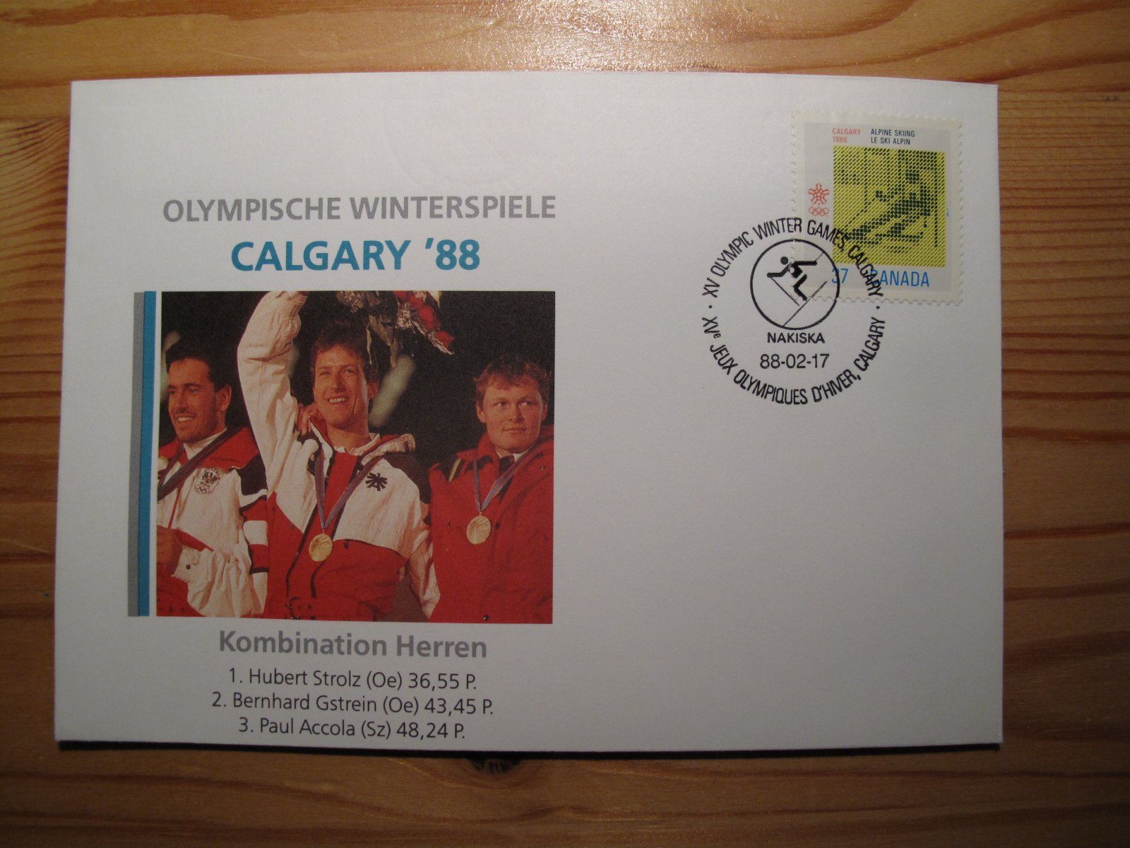 Tutti i francobolli: Ski WM 1988 Calgary 4 Sonderbelege – Usato da Wil SG venduto da fva01 2