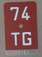 TG 74 - VELONUMMER - FAHRRADSCHILD - PLAQUE DE VELO - TG 74