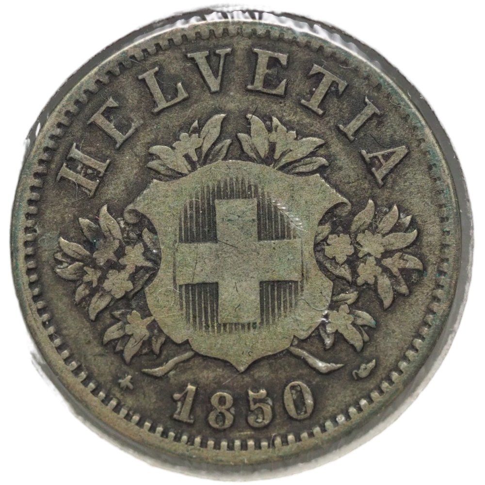 Alle Münzen: Schweiz 20 Rappen 1850 – Gebraucht aus Liestal von fibonaccis