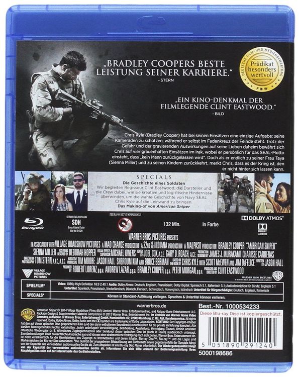 American Sniper (2014) Clint Eastwood/Bradley Cooper/Blu-ray | Acheter ...