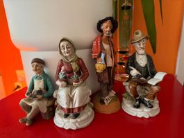 Vintage Figuren, 4 Stk, Handbemalt, Keramik, Sammlerstücke