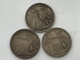 Lot 3 x 1 Franken 1861