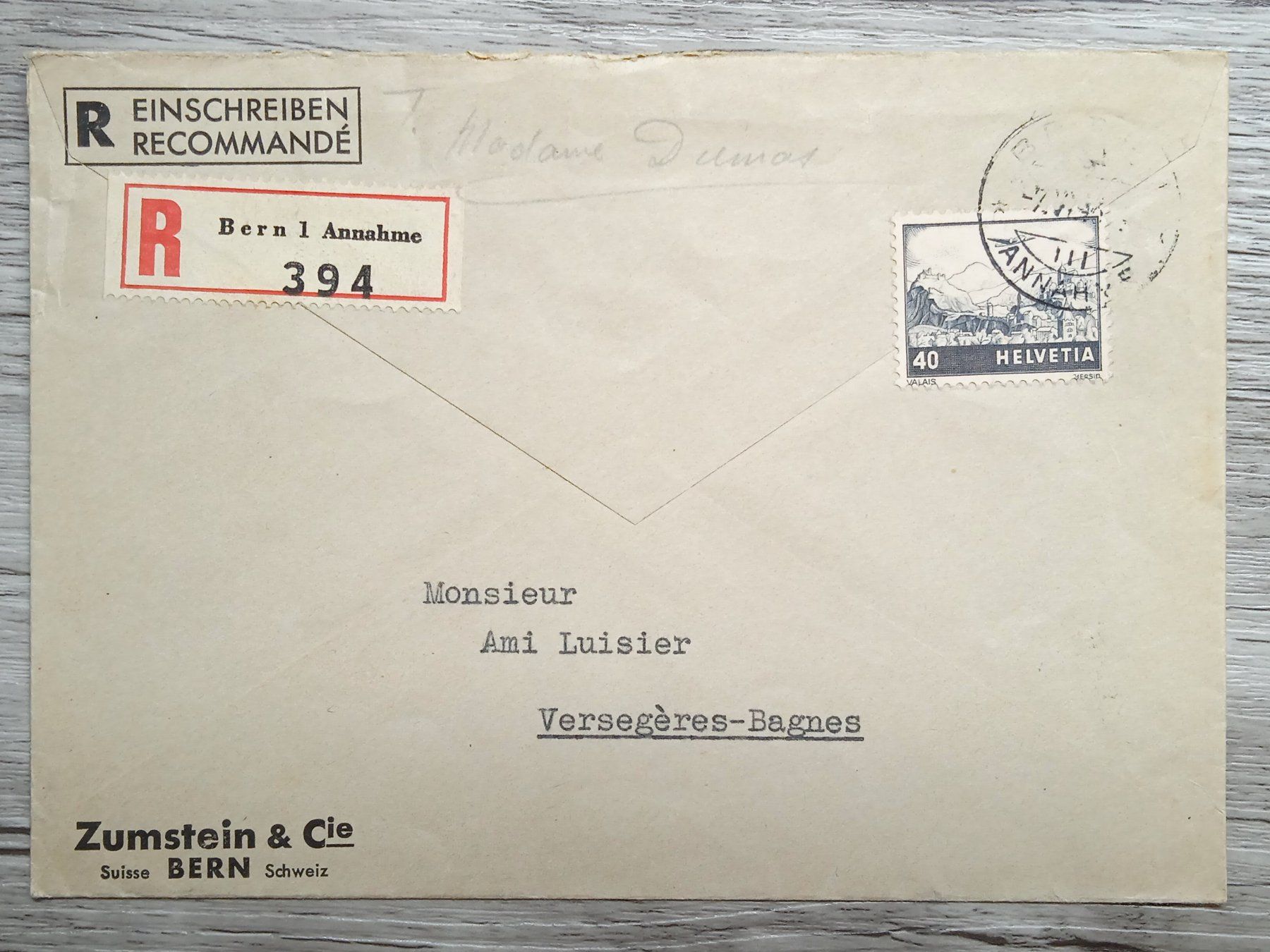 Tutti i francobolli: TR51 Enveloppe + Timbre Suisse 19xx – Usato da Cousset venduto da Patrick_Collections