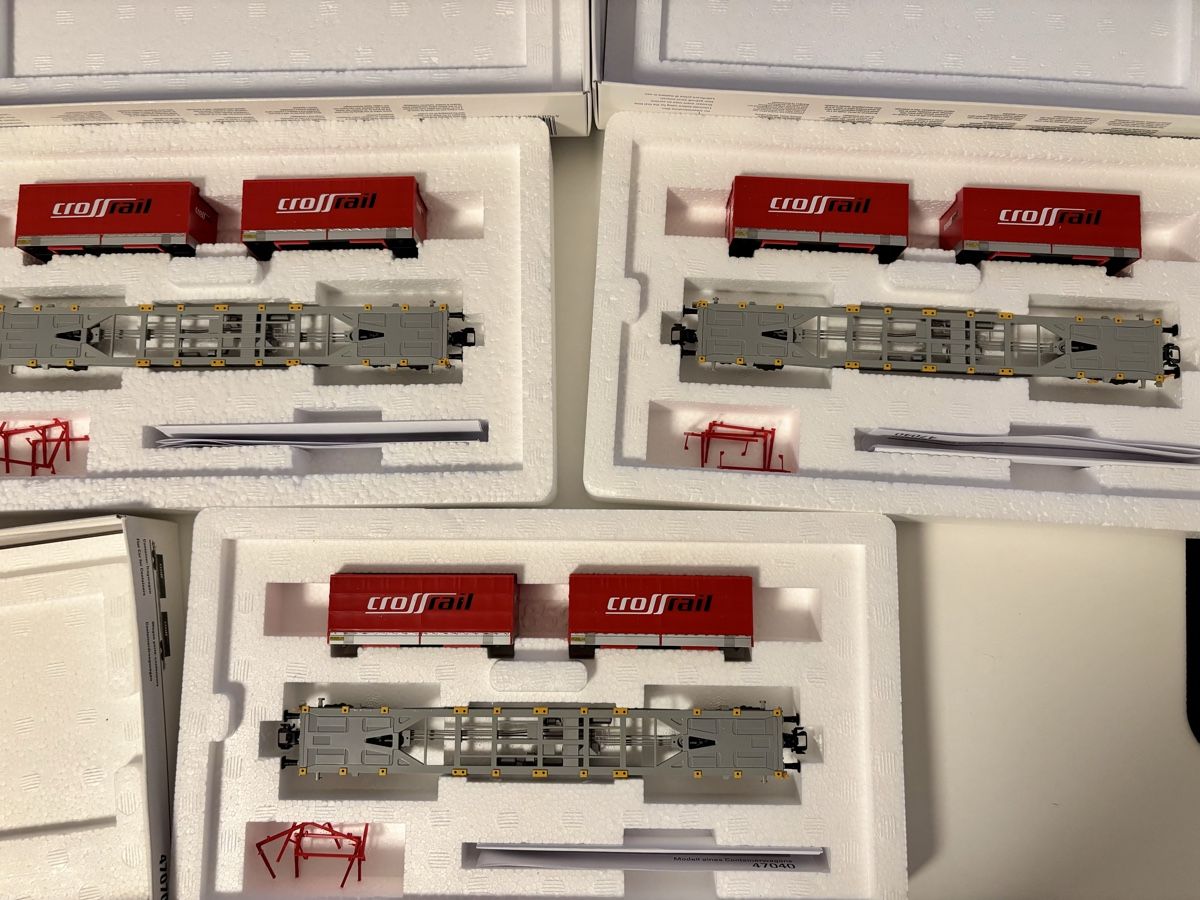 Märklin Modellini di ferrovie: Märklin 47070 H0 Containerwagen Set Crossrail  – Nuovo (secondo la descrizione) da Rüthi (Rheintal) venduto da Cytrixxxx 2