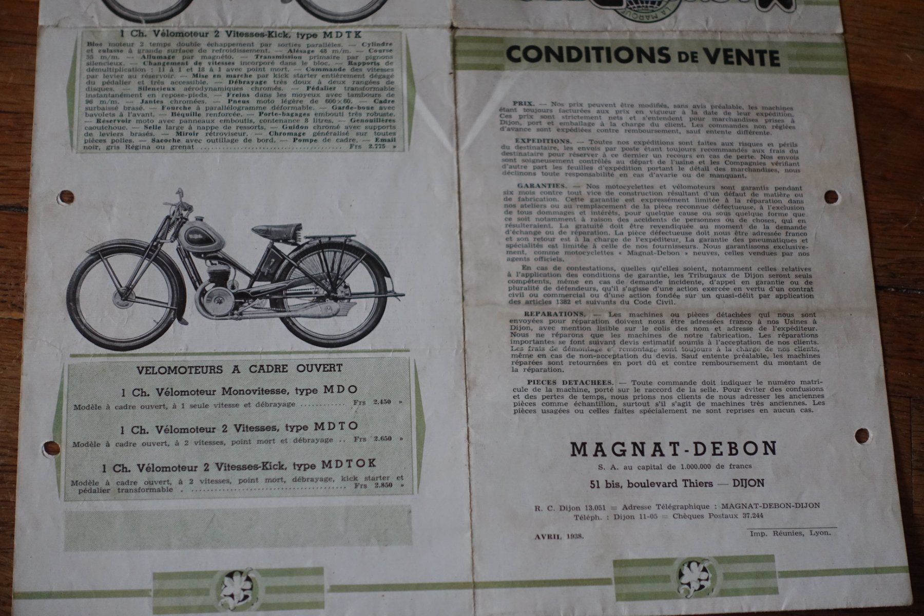 Sonstiges zum Sammeln & Seltenes: MOTO  MAGNAT  DEBON  1938  BROCHURE  OLDTIMER – Gebraucht aus Bellevue von  5