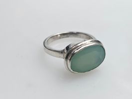 Silberring mit hellblauem Chalcedon Grösse 54