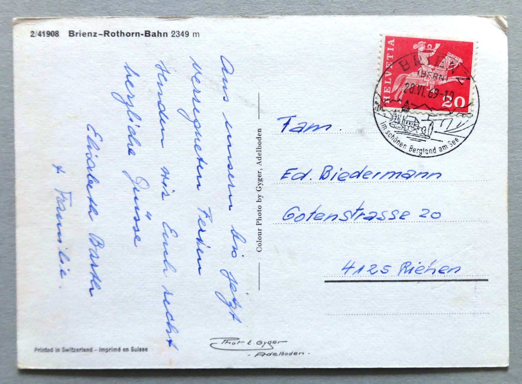 Cartoline postali: Brienz-Rothorn-Bahn 2349 m – Usato da Fétigny venduto da Billy2miny 1