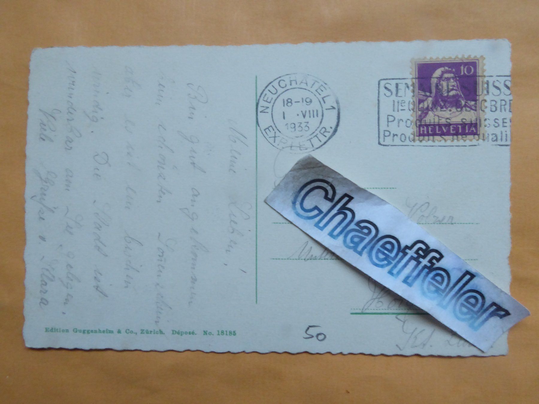 Cartoline postali: 1933 Neuchatel le chateau – Usato da Zürich venduto da Chaeffeler 1
