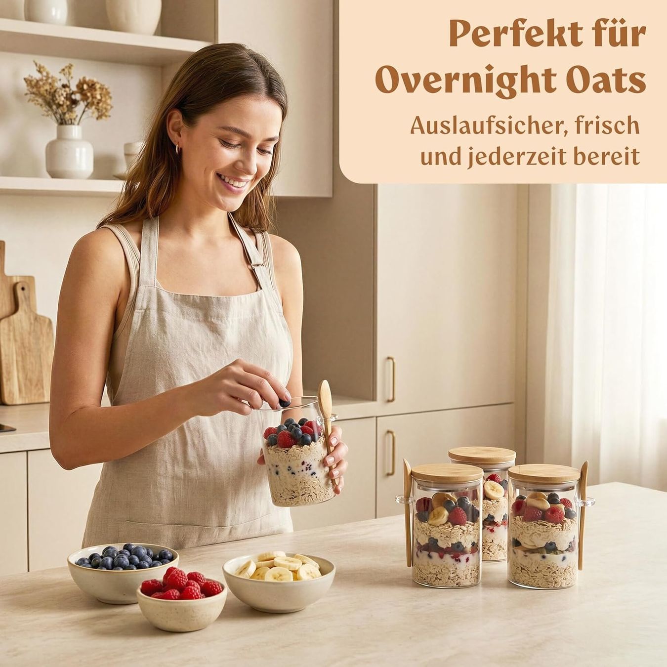 Gläser: Overnight Oats Gläser Set mit Deckeln und Löffeln – Neu und originalverpackt aus St. Gallen von sch_zsz7 4