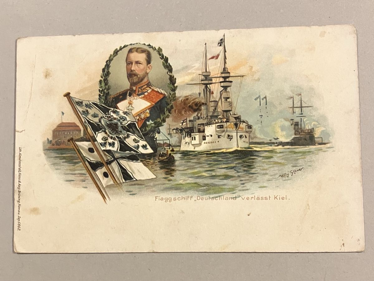 Cartoline postali: Historische Ansichtskarte: Flaggschiff Deutschland, Kiel – Usato da Bauma venduto da Baumer71
