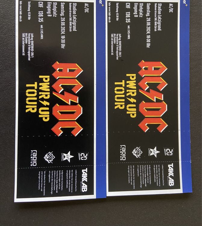 AC/DC in Zürich Samstag 29.06.24 | Kaufen auf Ricardo